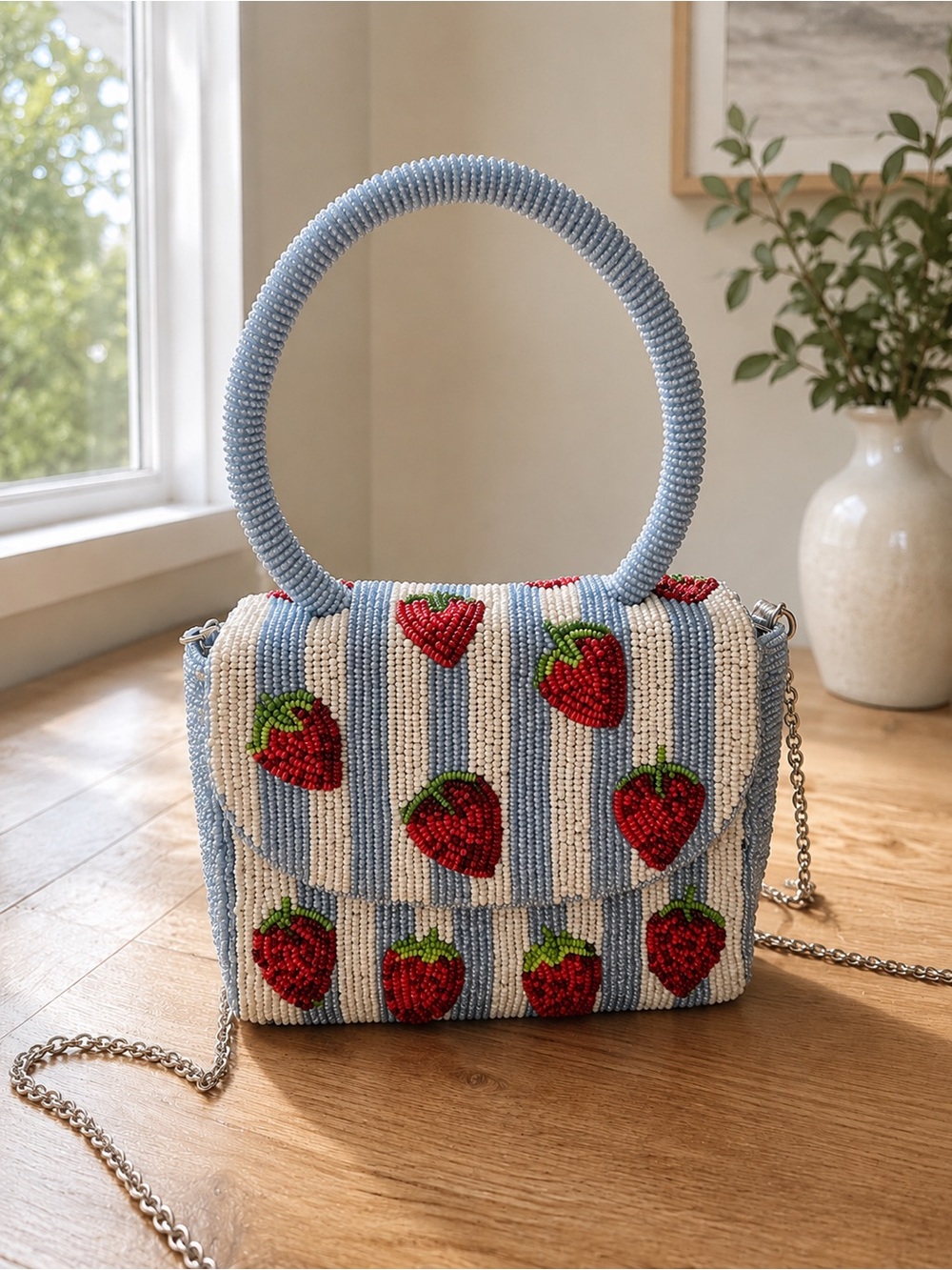 🍓🩵 SOL and MER Strawberry Beaded Mini Handbag 🩵🍓